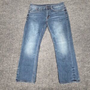 Buffalo David Bitton Men's Slim Straight Stretch Jeans W34 L30 Blue Wash